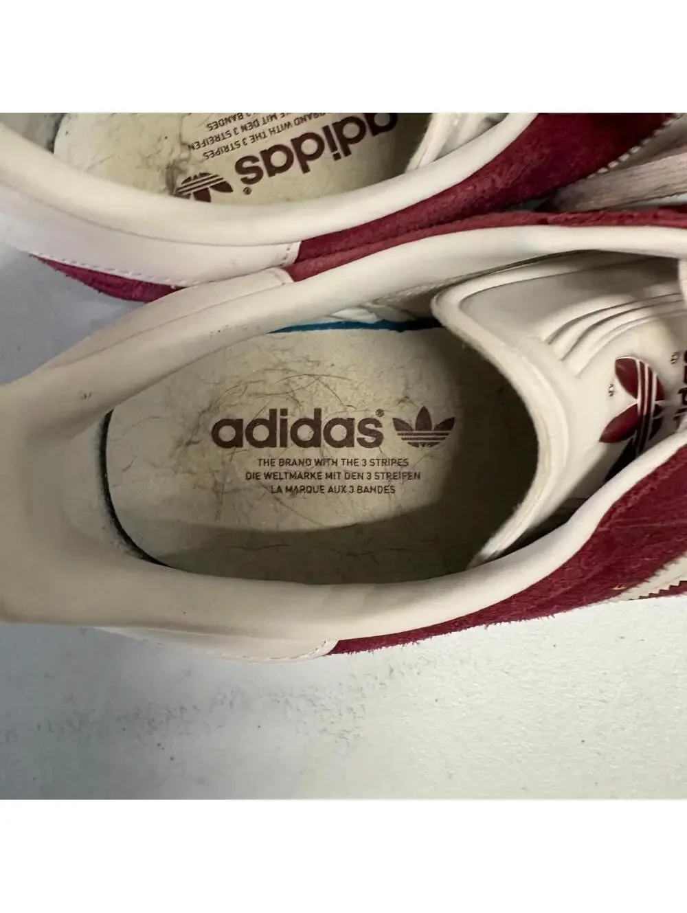 Adidas Gazelle Burgundy Suede Mens Size 13 Maroon White B41645 Low Top Sneakers